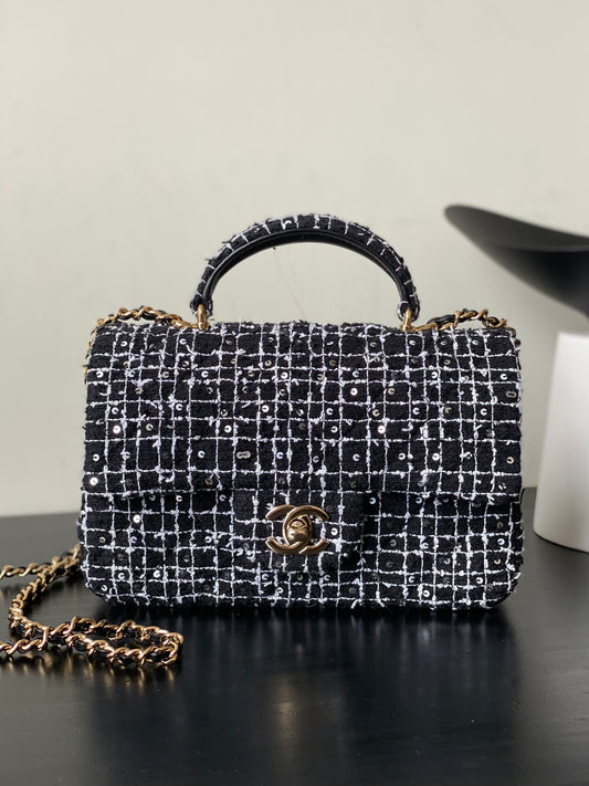 Noir & Blanc Mini – Tweed Luxe Tote